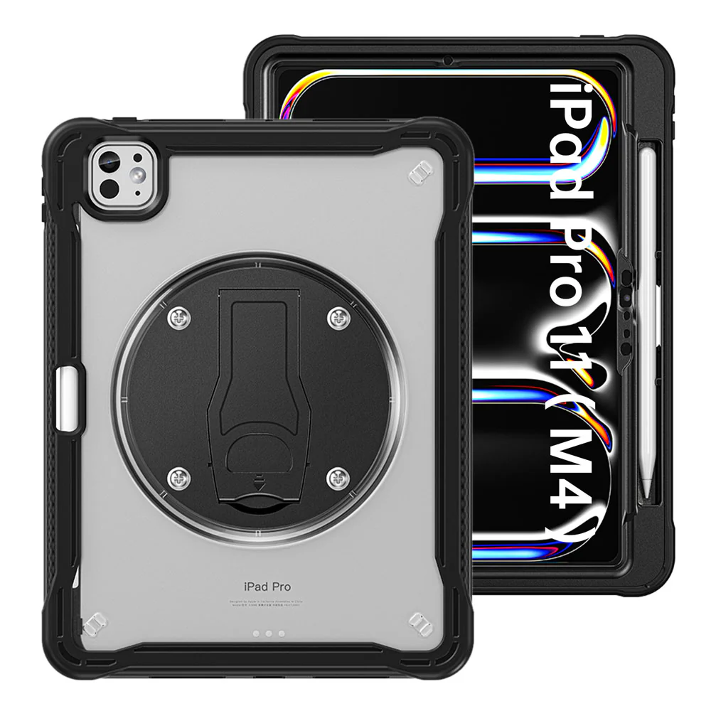 HVN-iPad-PR11 | iPad Pro 11 (M4) / (M5) | 2 Layers Protective Rugged Case with VESA 75x75mm Mounting Holes & Kick-stand