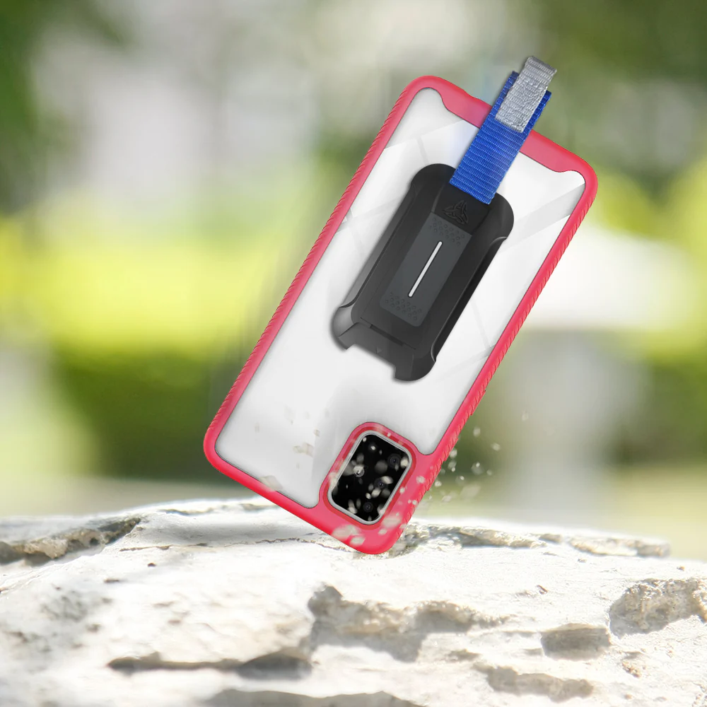 HX-A71-RD | Samsung Galaxy A71 (NOT for A71 5G) Case | Protection Military Grade w/ KEY Mount & Carabiner -Pink - Image 9