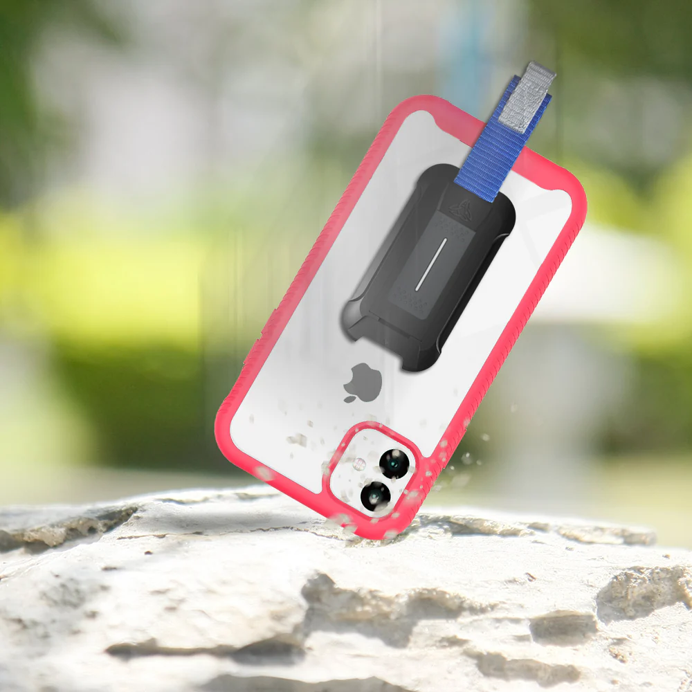 HX-IPH-11-RD | iPhone 11 Case 6.1 | Protection Military Grade w/ KEY Mount & Carabiner -Pink - Image 9