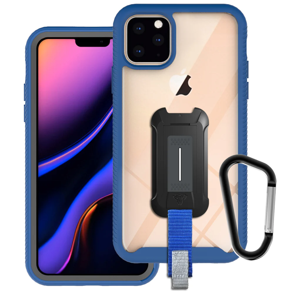 HX-IPH-11PMX-NY | iPhone 11 Pro Max Case 6.5 | Protection Military Grade w/ KEY Mount & Carabiner -Navy