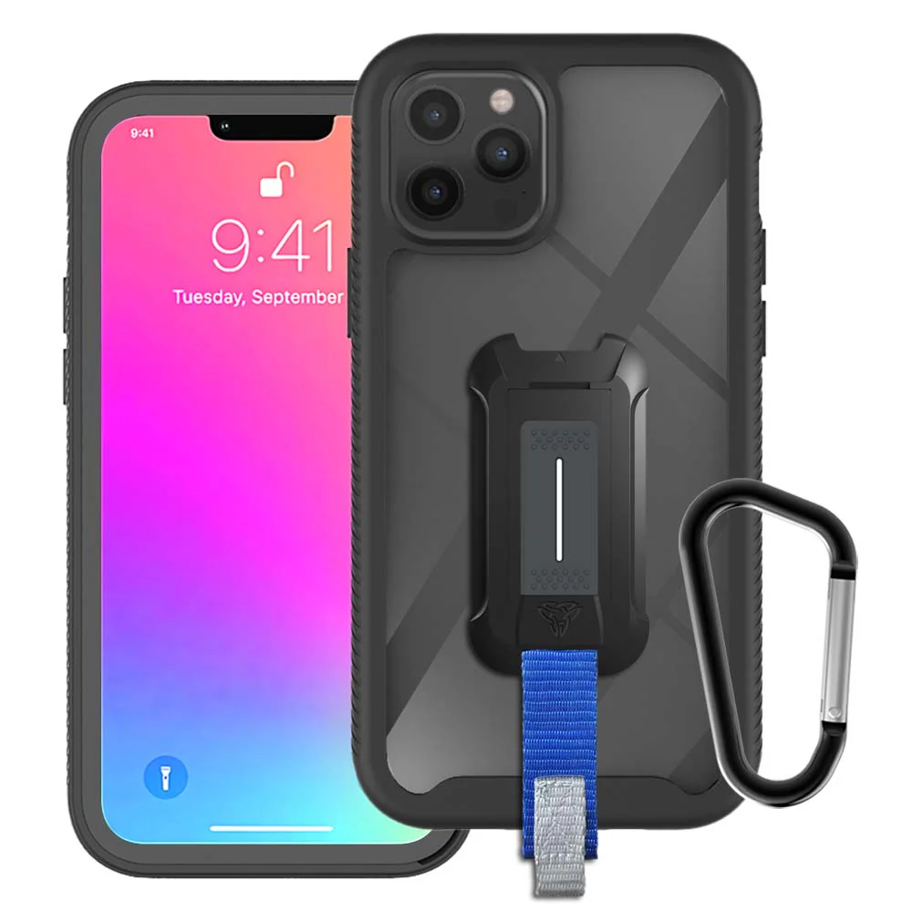 HX-IPH-13PRO | iPhone 13 Pro Case | Protection Military Grade w/ KEY Mount & Carabiner -Black
