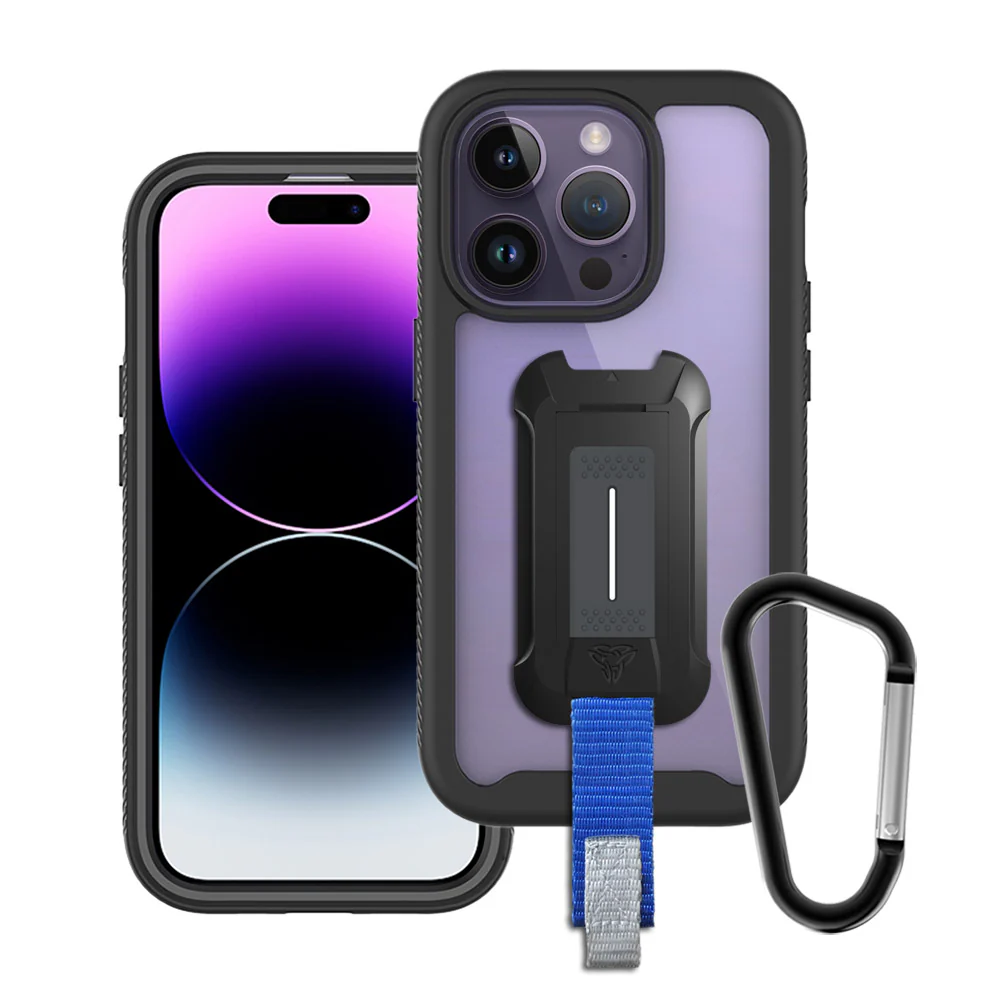 HX-IPH-14PRO | iPhone 14 Pro Case | Protection Military Grade w/ KEY Mount & Carabiner -Black
