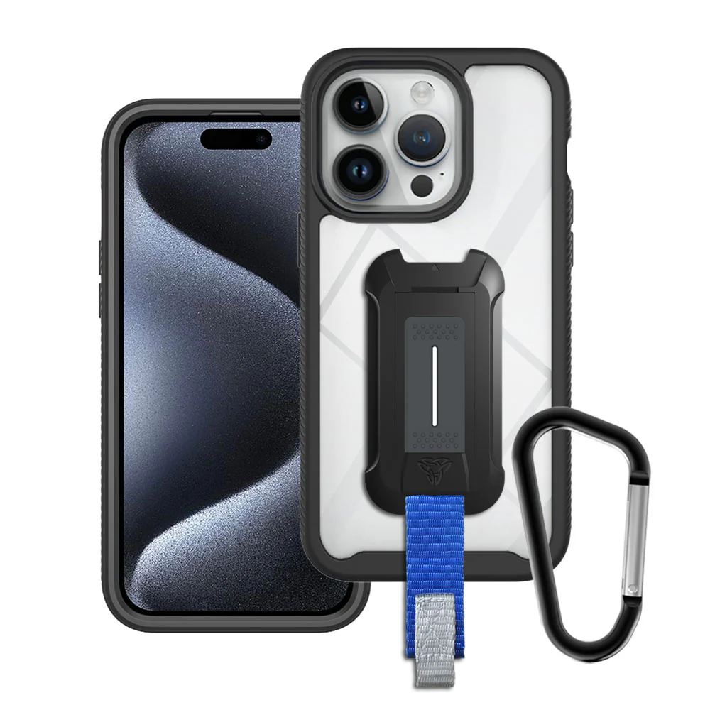 HX-IPH-15PRO | iPhone 15 Pro Case | Protection Military Grade w/ KEY Mount & Carabiner -Black