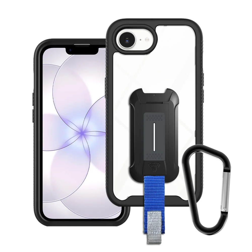 HX-IPH-16E | iPhone 17e / 16e Case | Protection Military Grade w/ KEY Mount & Carabiner -Black