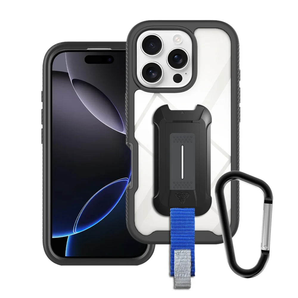 HX-IPH-16PRO | iPhone 16 Pro Case | Protection Military Grade w/ KEY Mount & Carabiner -Black
