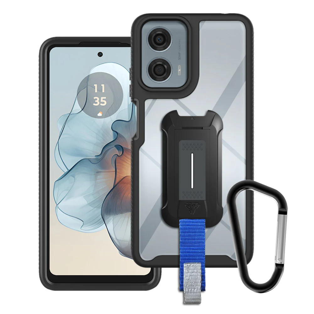 HX-MT24-G24PW | Motorola Moto G04 / G04s / G24 / G24 Power Case | Protection Military Grade w/ KEY Mount & Carabiner