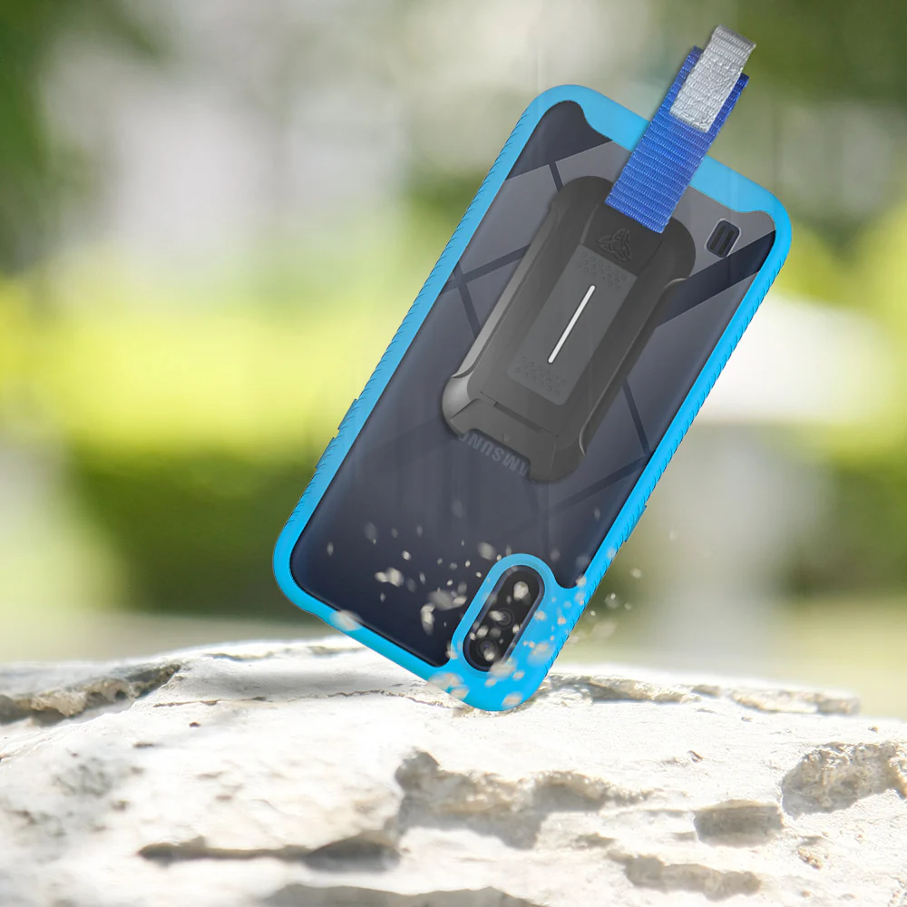 HX-SS20-A01-BL | Samsung Galaxy A01 Case | Protection Military Grade w/ KEY Mount & Carabiner -Blue - Image 9