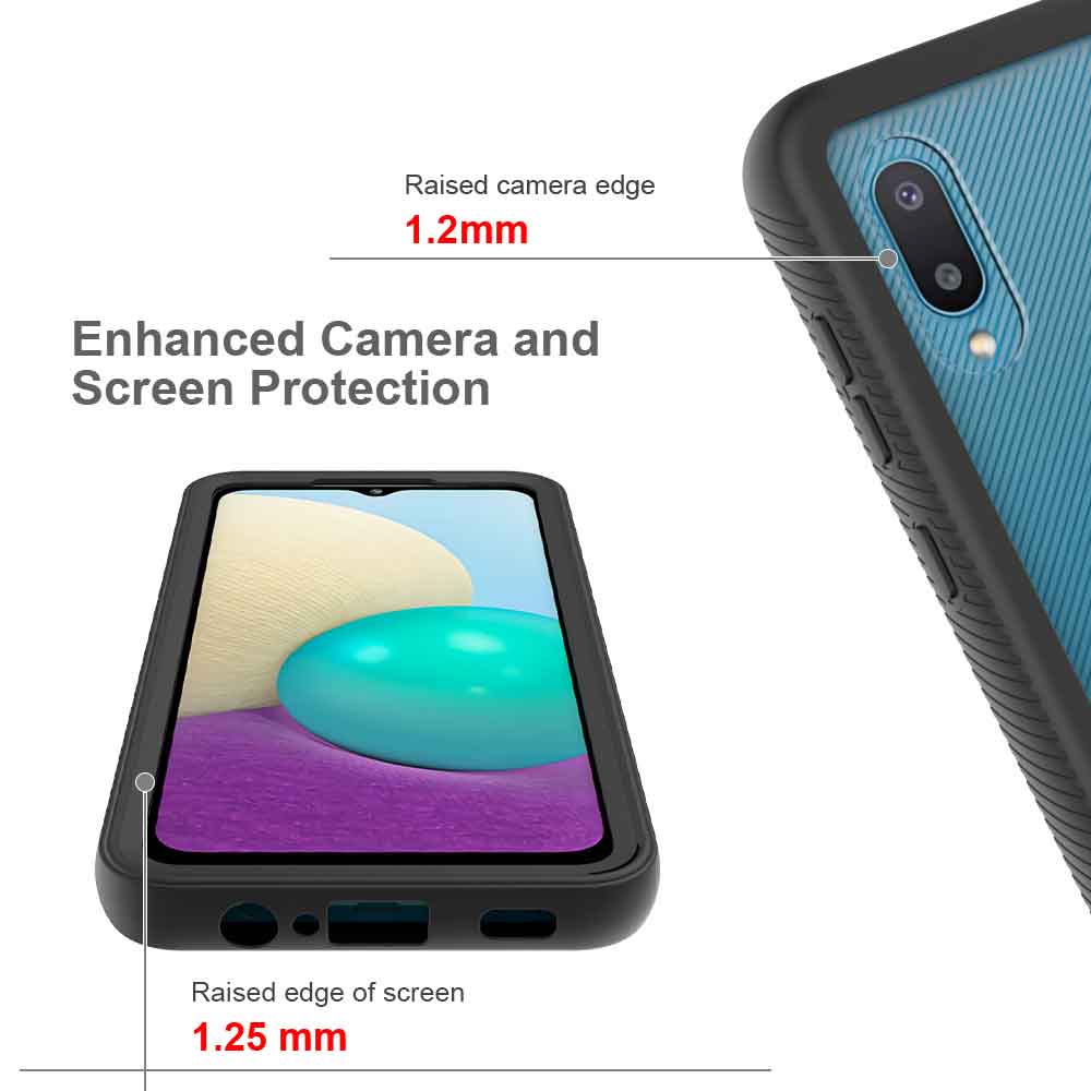HX-SS21-A02 | Samsung Galaxy A02 / M02 Case | Protection Military Grade w/ KEY Mount & Carabiner -Black - Image 4