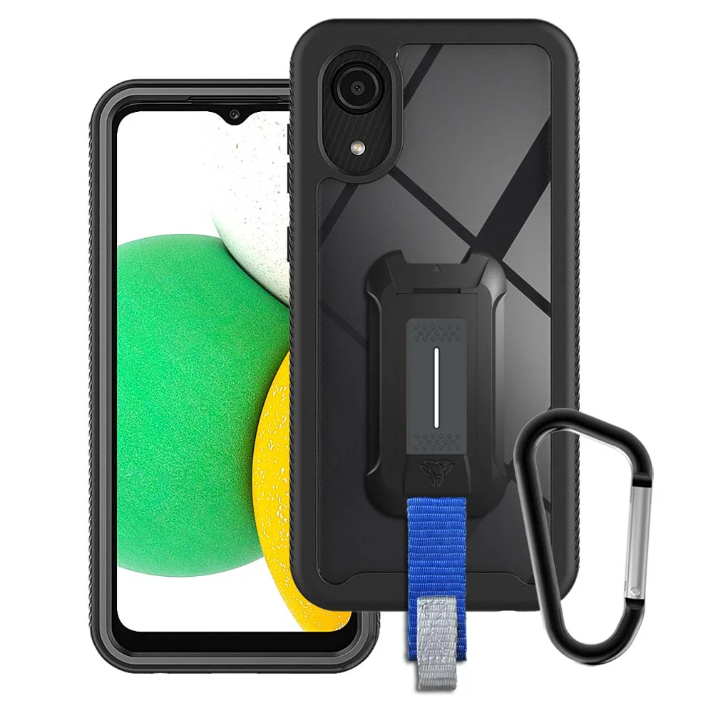 HX-SS21-A03CORE | Samsung Galaxy A03 Core SM-A032 Case | Protection Military Grade w/ KEY Mount & Carabiner -Black
