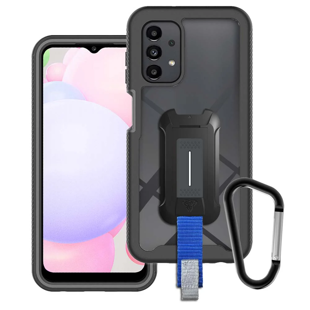 HX-SS21-A134G | Samsung Galaxy A13 4G SM-A135 / A13 SM-A137 Case | Protection Military Grade w/ KEY Mount & Carabiner -Black