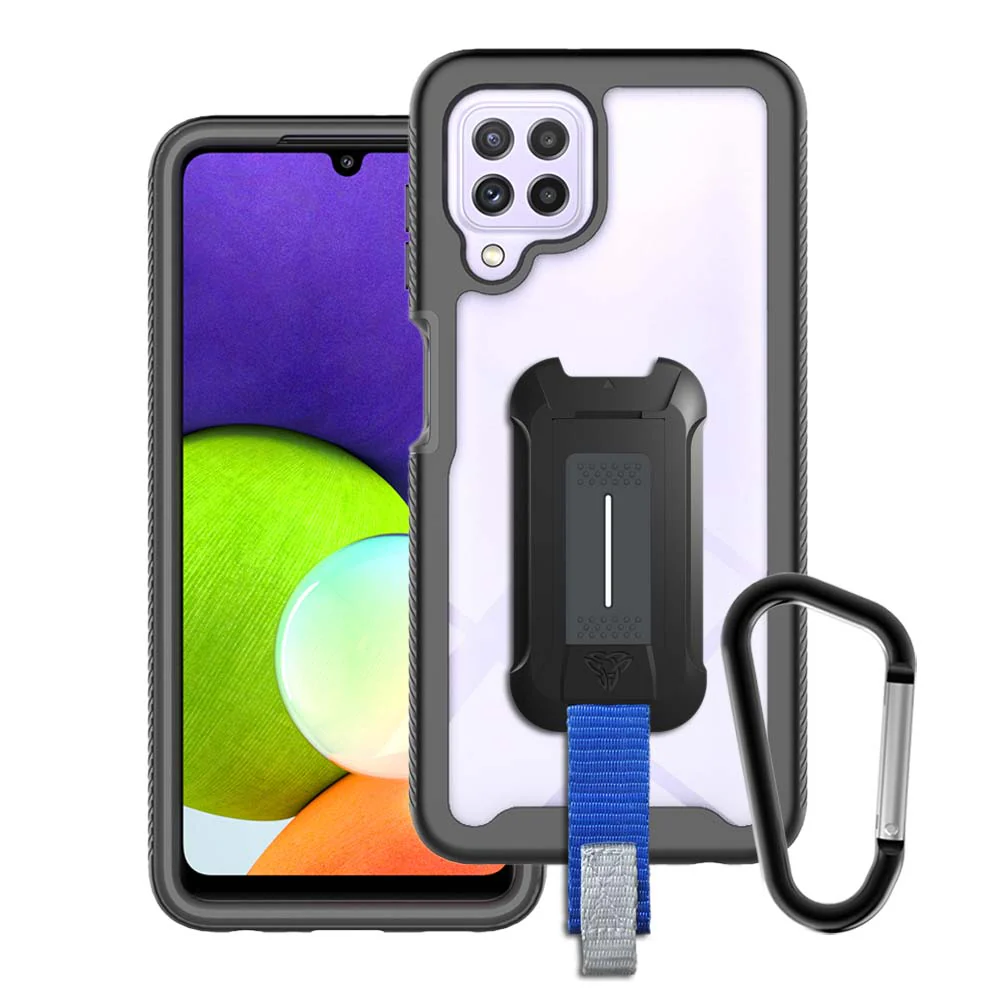 HX-SS21-A224G | Samsung Galaxy A22 4G Case | Protection Military Grade w/ KEY Mount & Carabiner -Black