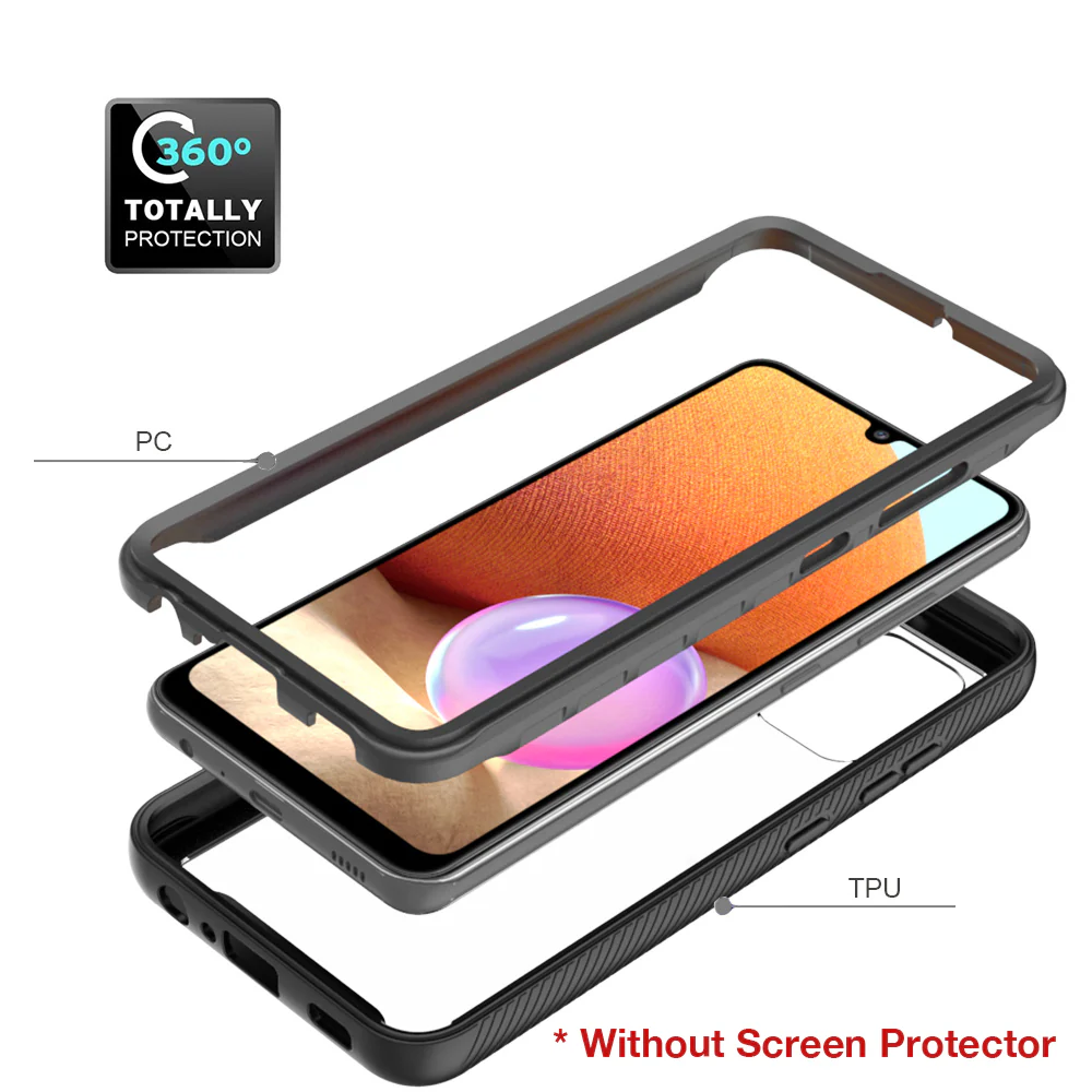 HX-SS21-A324G | Samsung Galaxy A32 4G Case | Protection Military Grade w/ KEY Mount & Carabiner -Black - Image 7
