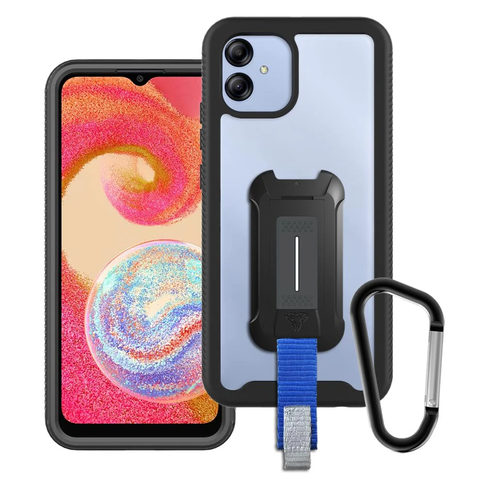 HX-SS22-A04E | Samsung Galaxy A04e SM-A042 Case | Protection Military Grade w/ KEY Mount & Carabiner - Black
