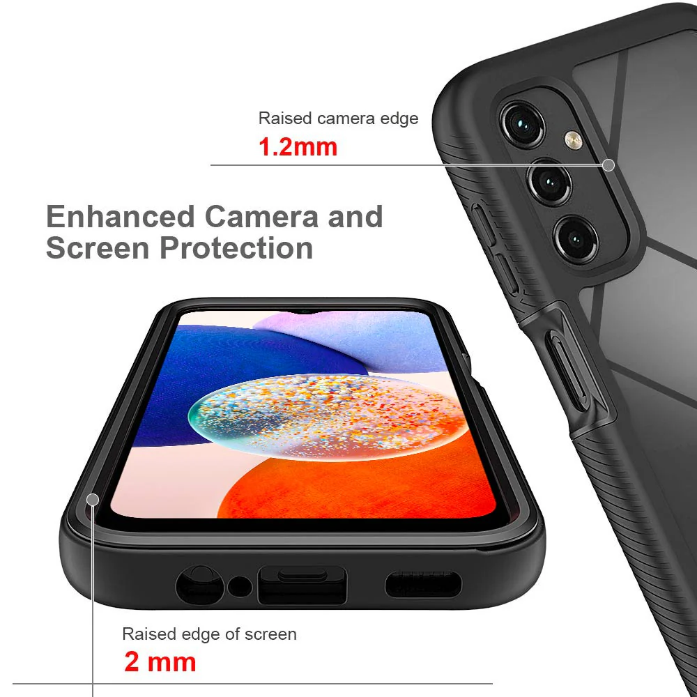 HX-SS22-A145G | Samsung Galaxy A14 5G SM-A146 / A14 4G SM-A145 Case | Protection Military Grade w/ KEY Mount & Carabiner - Black - Image 8