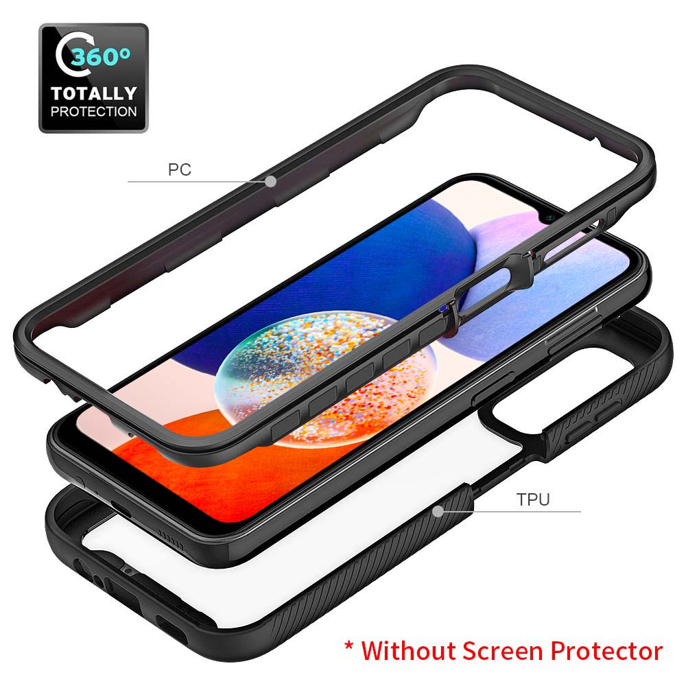 HX-SS22-A145G | Samsung Galaxy A14 5G SM-A146 / A14 4G SM-A145 Case | Protection Military Grade w/ KEY Mount & Carabiner - Black - Image 9