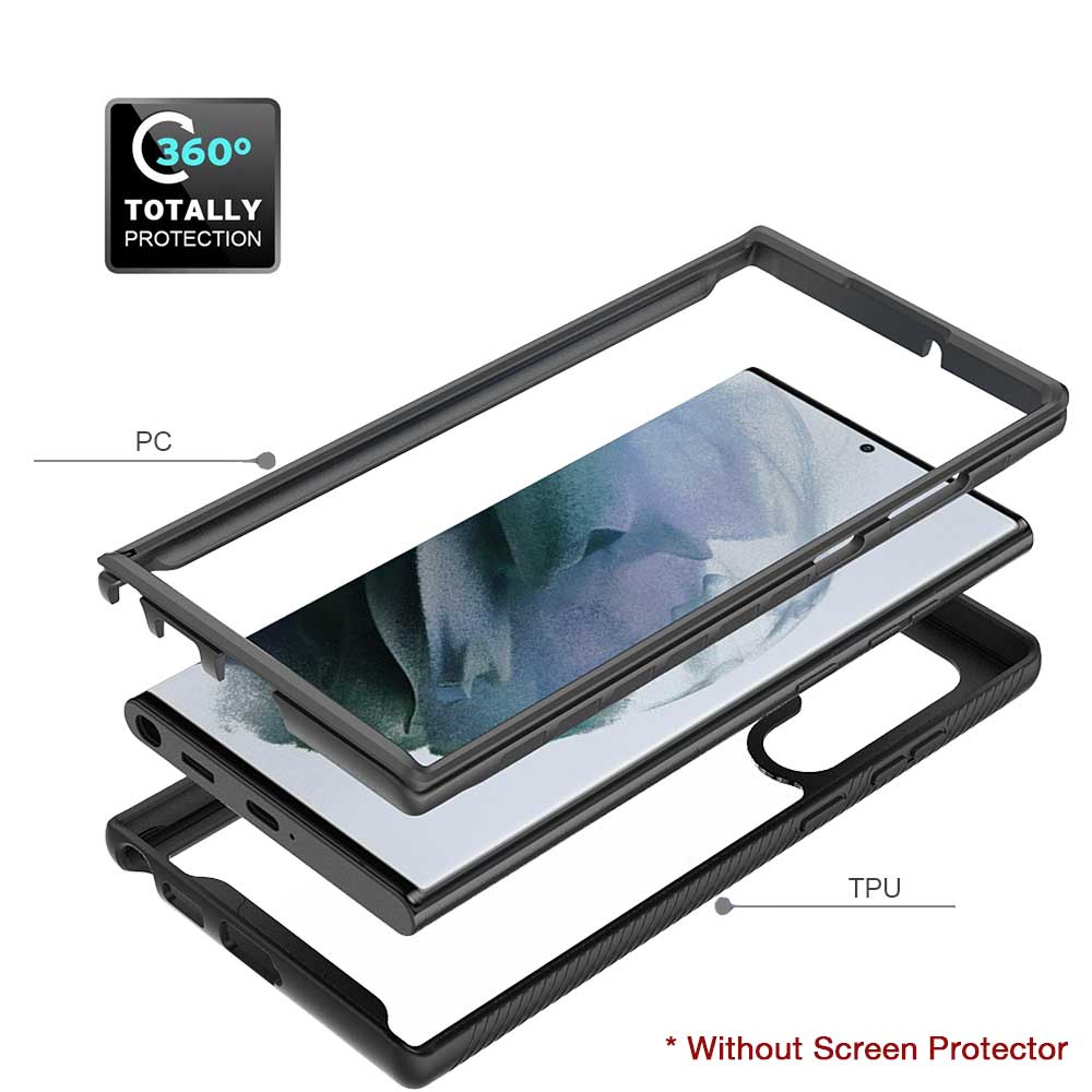 HX-SS22-S22U | Samsung Galaxy S22 Ultra 5G SM-S908 Case | Protection Military Grade w/ KEY Mount & Carabiner -Black - Image 8