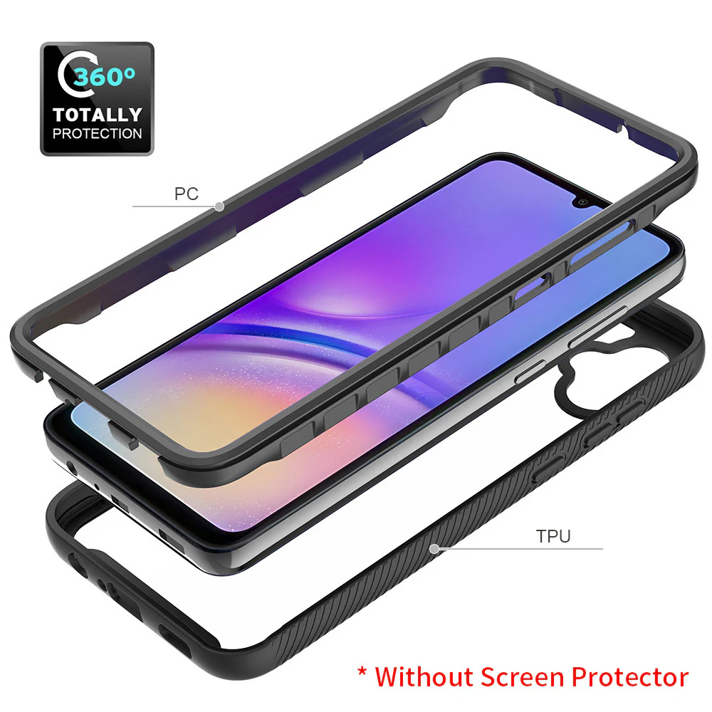 HX-SS23-A054G | Samsung Galaxy A05 4G SM-A055 Case | Protection Military Grade w/ KEY Mount & Carabiner - Black - Image 9