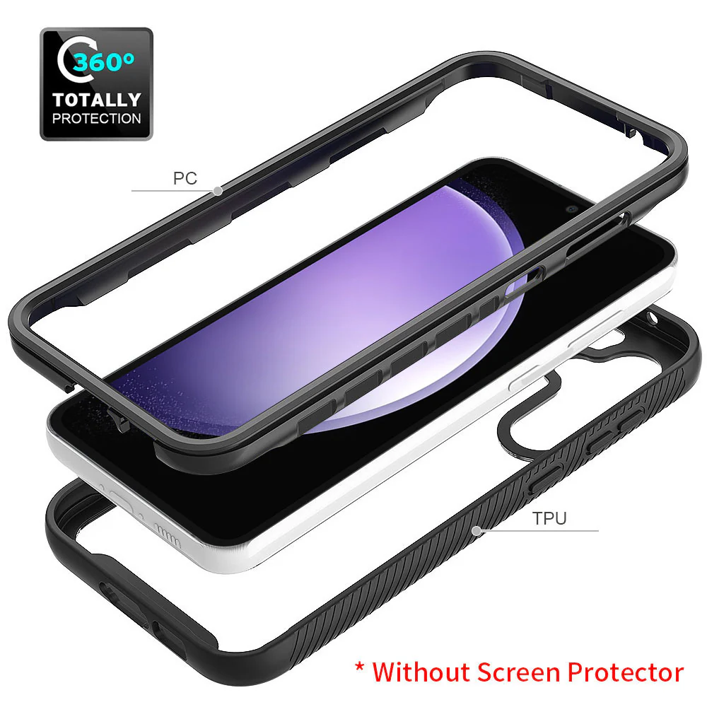 HX-SS23-S23FE | Samsung Galaxy S23 FE 5G SM-S711 Case | Protection Military Grade w/ KEY Mount & Carabiner - Black - Image 8