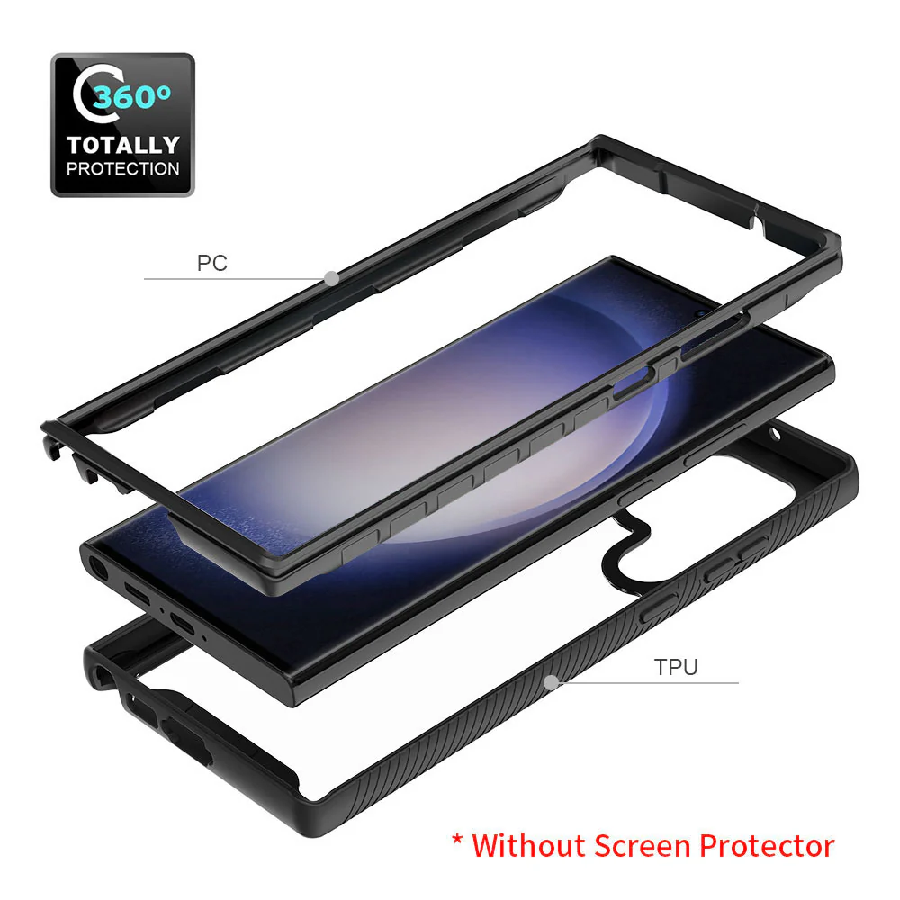 HX-SS23-S23U | Samsung Galaxy S23 Ultra SM-S918 Case | Protection Military Grade w/ KEY Mount & Carabiner - Black - Image 9