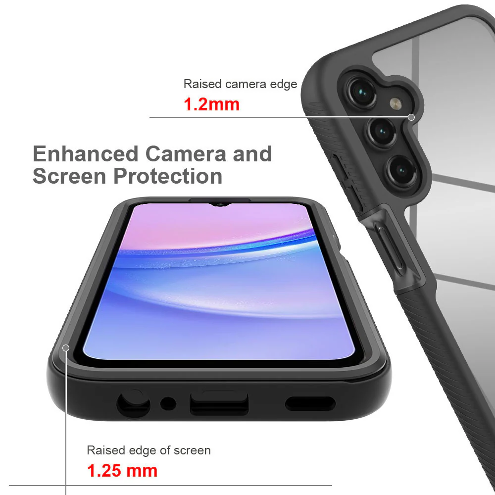 HX-SS24-A155G | Samsung Galaxy A15 5G SM-A156 / A15 4G SM-A155 Case | Protection Military Grade w/ KEY Mount & Carabiner - Black - Image 8