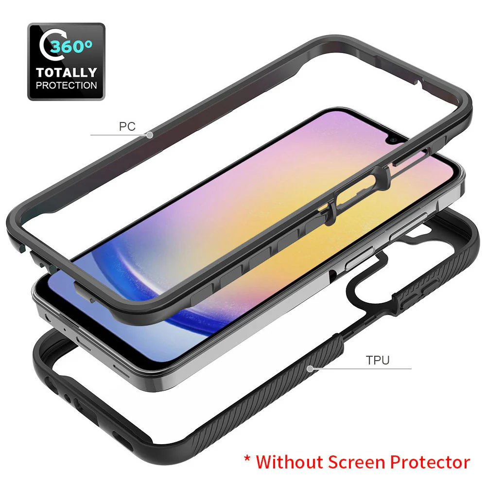 HX-SS24-A255G | Samsung Galaxy A25 5G SM-A256 Case | Protection Military Grade w/ KEY Mount & Carabiner - Black - Image 9