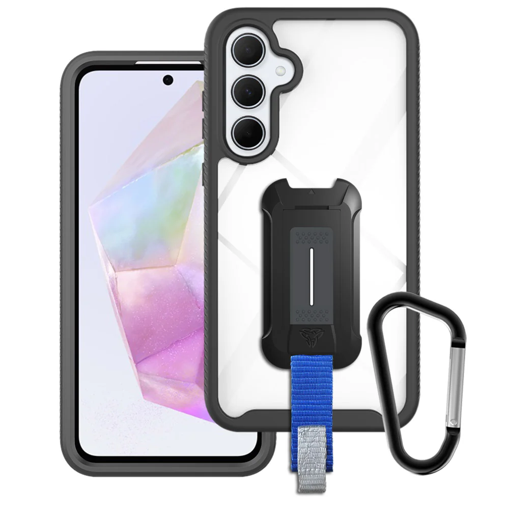 HX-SS24-A355G | Samsung Galaxy A35 5G SM-A356 Case | Protection Military Grade w/ KEY Mount & Carabiner - Black