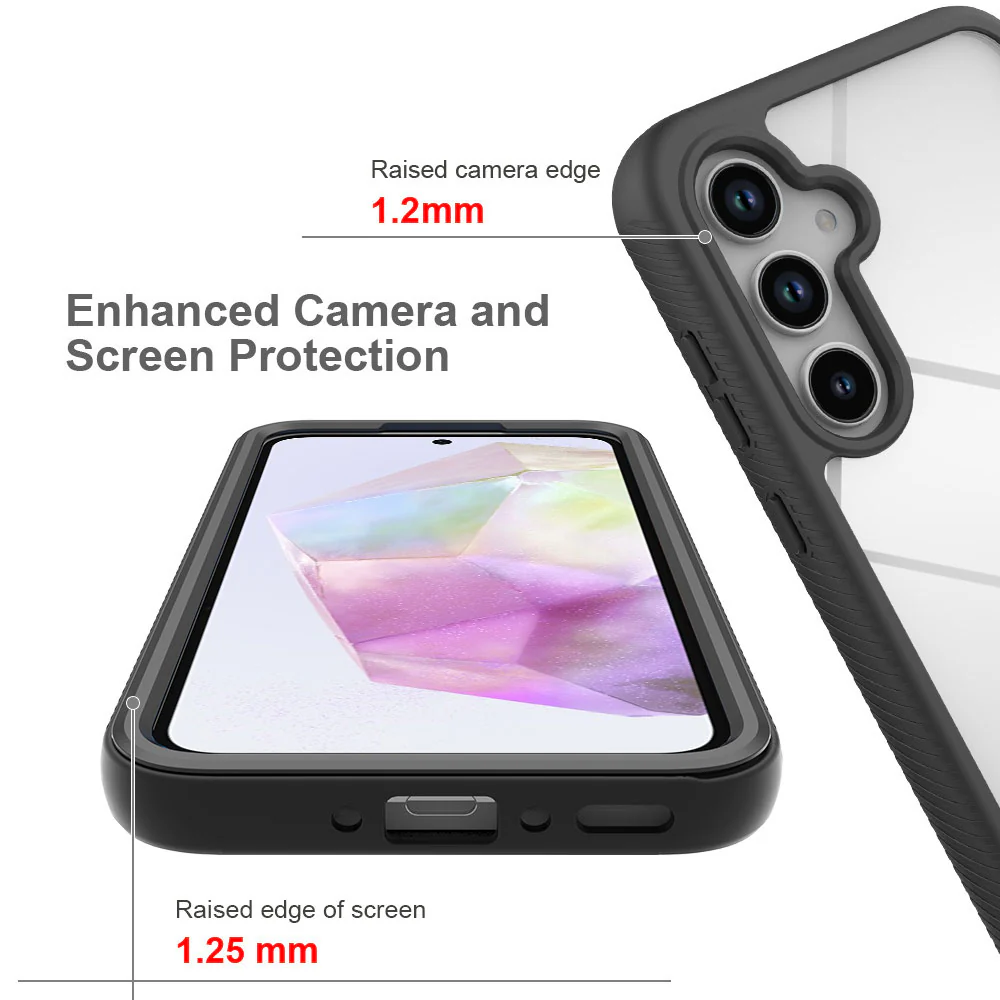 HX-SS24-A355G | Samsung Galaxy A35 5G SM-A356 Case | Protection Military Grade w/ KEY Mount & Carabiner - Black - Image 7