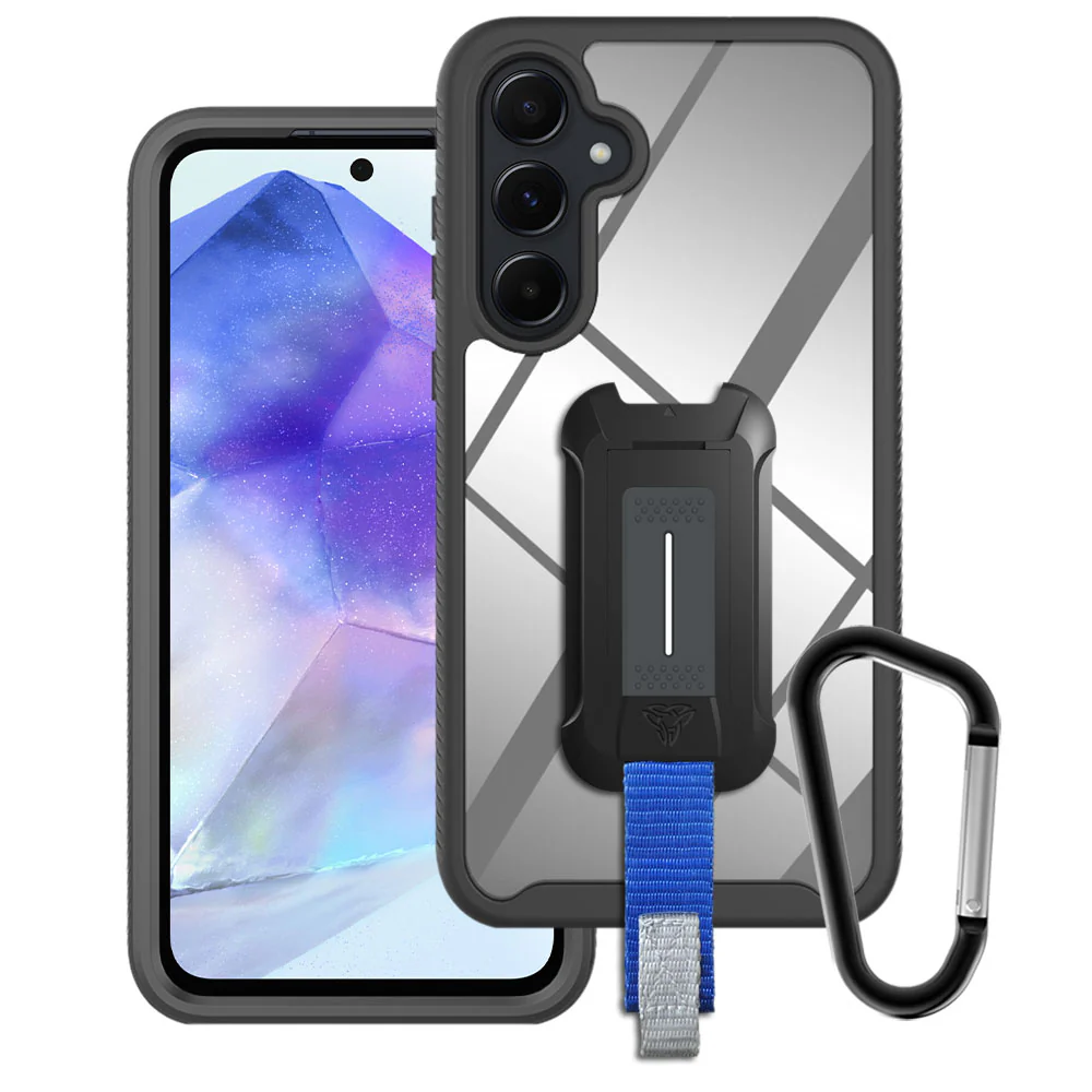 HX-SS24-A555G | Samsung Galaxy A55 5G SM-A556 Case | Protection Military Grade w/ KEY Mount & Carabiner - Black
