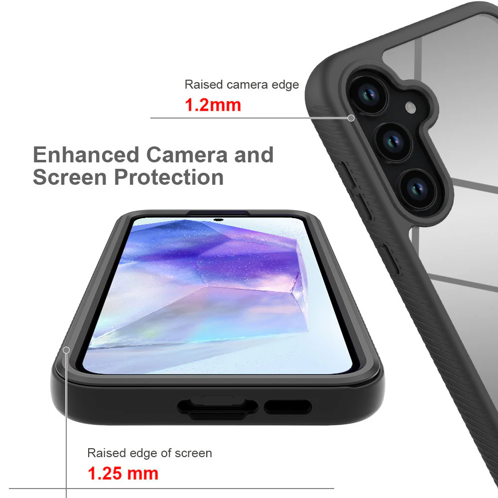 HX-SS24-A555G | Samsung Galaxy A55 5G SM-A556 Case | Protection Military Grade w/ KEY Mount & Carabiner - Black - Image 7