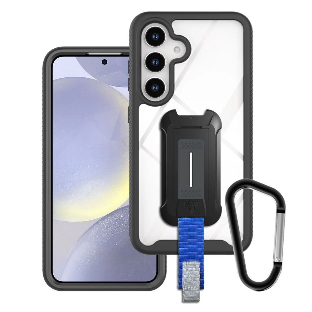 HX-SS24-S24 | Samsung Galaxy S24 SM-S921 Case | Protection Military Grade w/ KEY Mount & Carabiner - Black