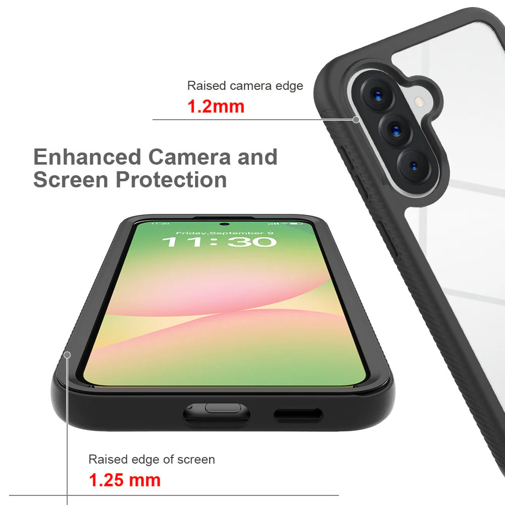 HX-SS26-A575G | Samsung Galaxy A57 5G SM-A576 Case | Protection Military Grade w/ KEY Mount & Carabiner - Black - Image 7