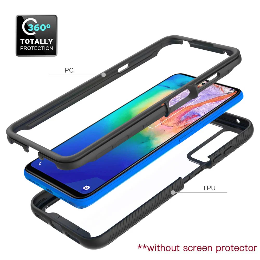 HX-TCL21-20S | TCL 20S Case | Protection Military Grade w/ KEY Mount & Carabiner -Black - Image 3