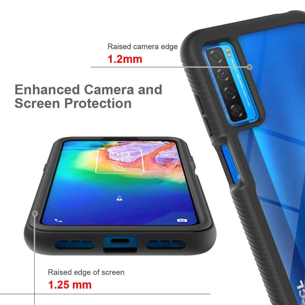 HX-TCL21-20S | TCL 20S Case | Protection Military Grade w/ KEY Mount & Carabiner -Black - Image 4