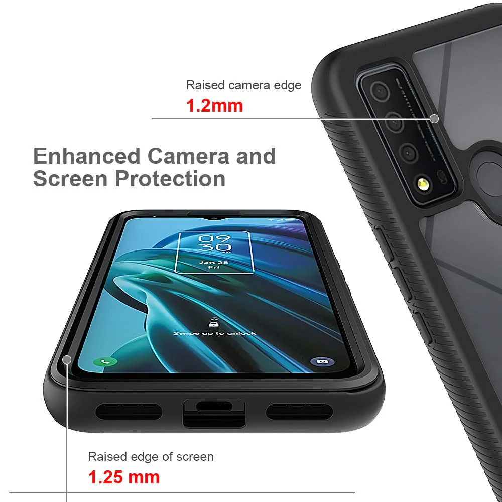 HX-TCL21-30XE | TCL 30 XE Case | Protection Military Grade w/ KEY Mount & Carabiner -Black - Image 8