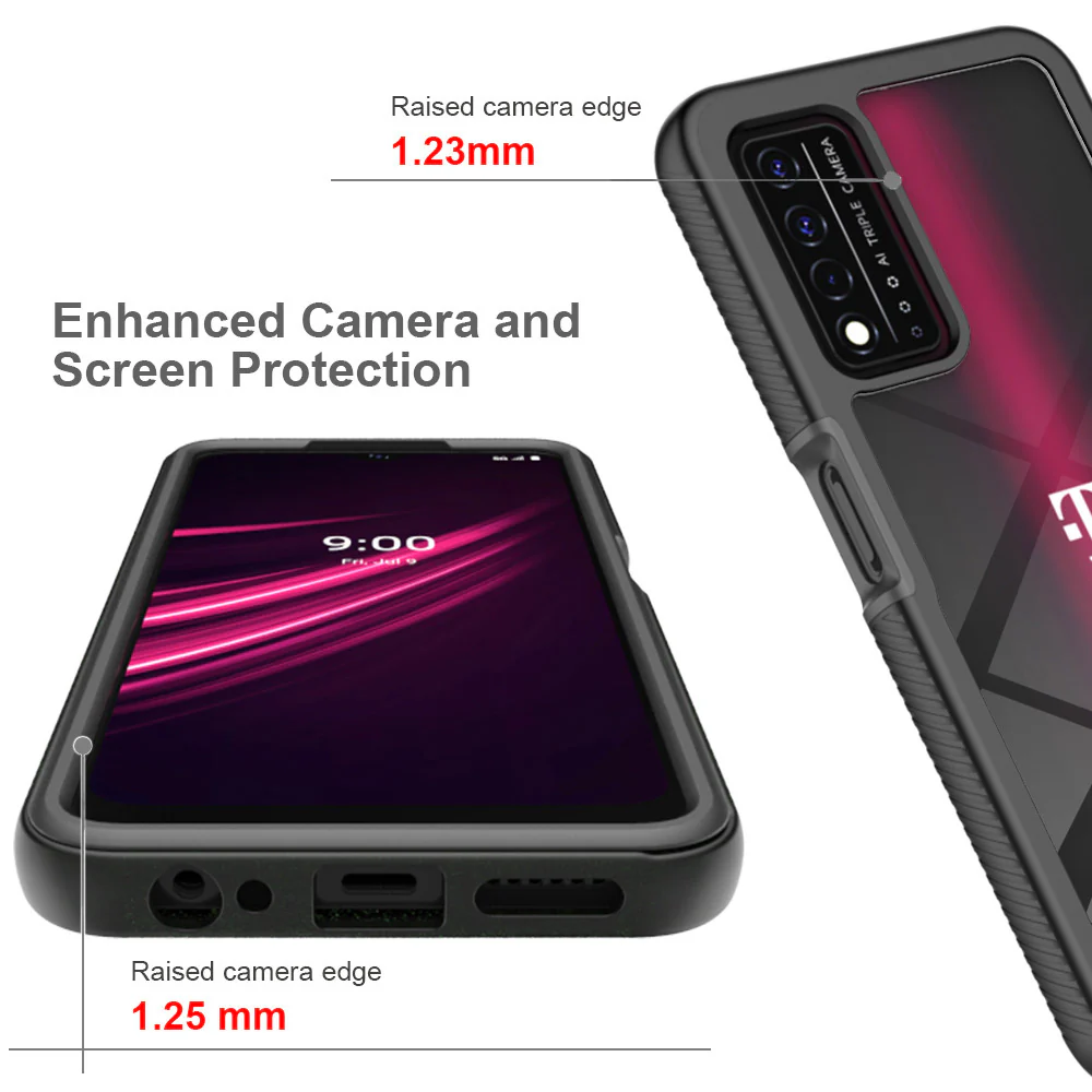HX-TMO21-VPL | T-Mobile REVVL V+ / V Plus Case | Protection Military Grade w/ KEY Mount & Carabiner -Black - Image 3