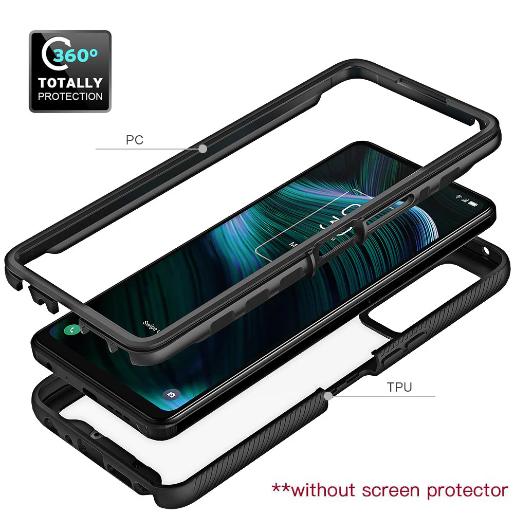 HX-TCL22-ST5G |  TCL Stylus 5G Case | Protection Military Grade w/ KEY Mount & Carabiner -Black - Image 3