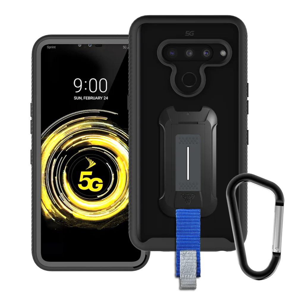 HX-V50-BK | LG V50 ThinQ 5G Case | Protection Military Grade w/ KEY Mount & Carabiner