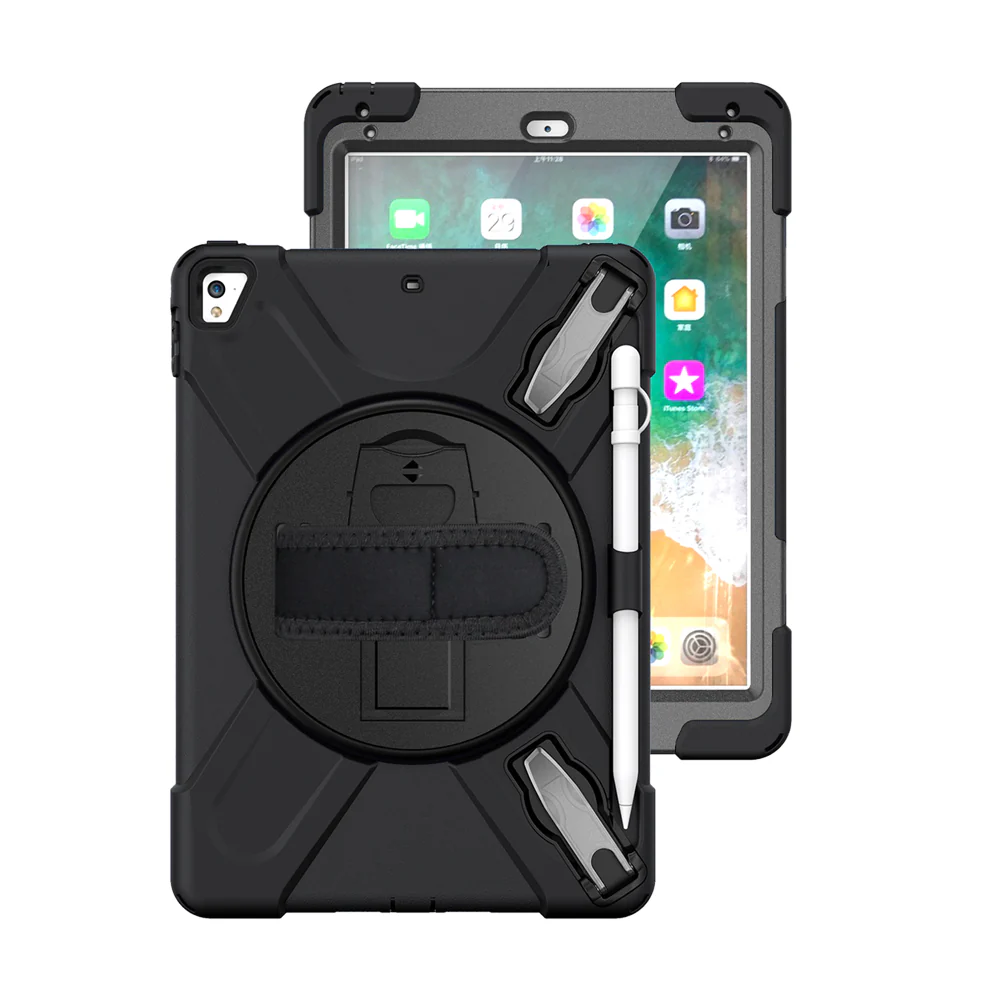 JAN-iPad-N2 | iPad 9.7 | Ultra 3 layers shockproof rugged case with hand strap and kick-stand & pen holder - Image 4