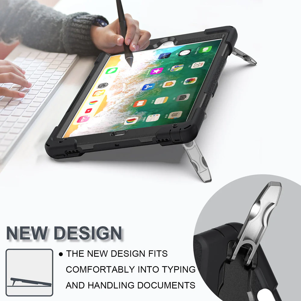 JAN-iPad-N2 | iPad Air 2 | Ultra 3 layers shockproof rugged case with hand strap and kick-stand & pen holder - Image 6