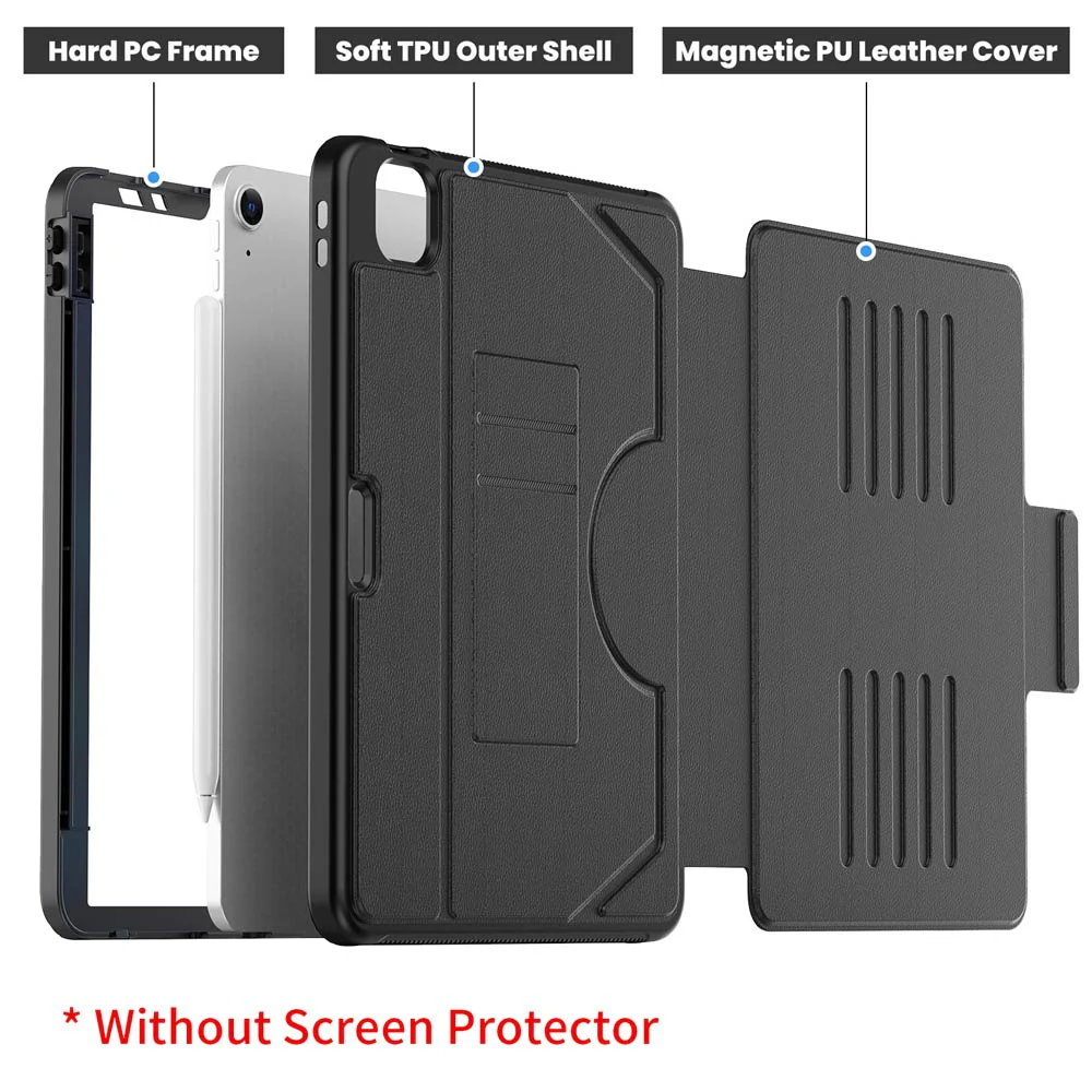 JCV-iPad-A5 | iPad Air 11 (M2) / (M3) / (M4) | Shockproof Full Protective Case with Magnetic Stand & Card Slots - Image 6