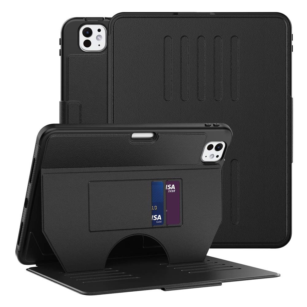JCV-iPad-PR11 | iPad Pro 11 (M4) / (M5) | Shockproof Full Protective Case with Magnetic Stand & Card Slots