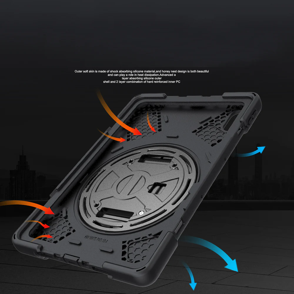 JLN-HW-MTP_BAH3 | Huawei MatePad 10.4 BAH3-W09 / BAH3-AL00 | Ultra 3 layers shockproof rugged case with hand strap and kick-stand - Image 8