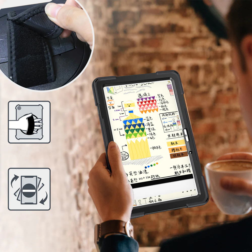 JLN-HW-MTP_BAH3 | Huawei MatePad 10.4 BAH3-W09 / BAH3-AL00 | Ultra 3 layers shockproof rugged case with hand strap and kick-stand - Image 9