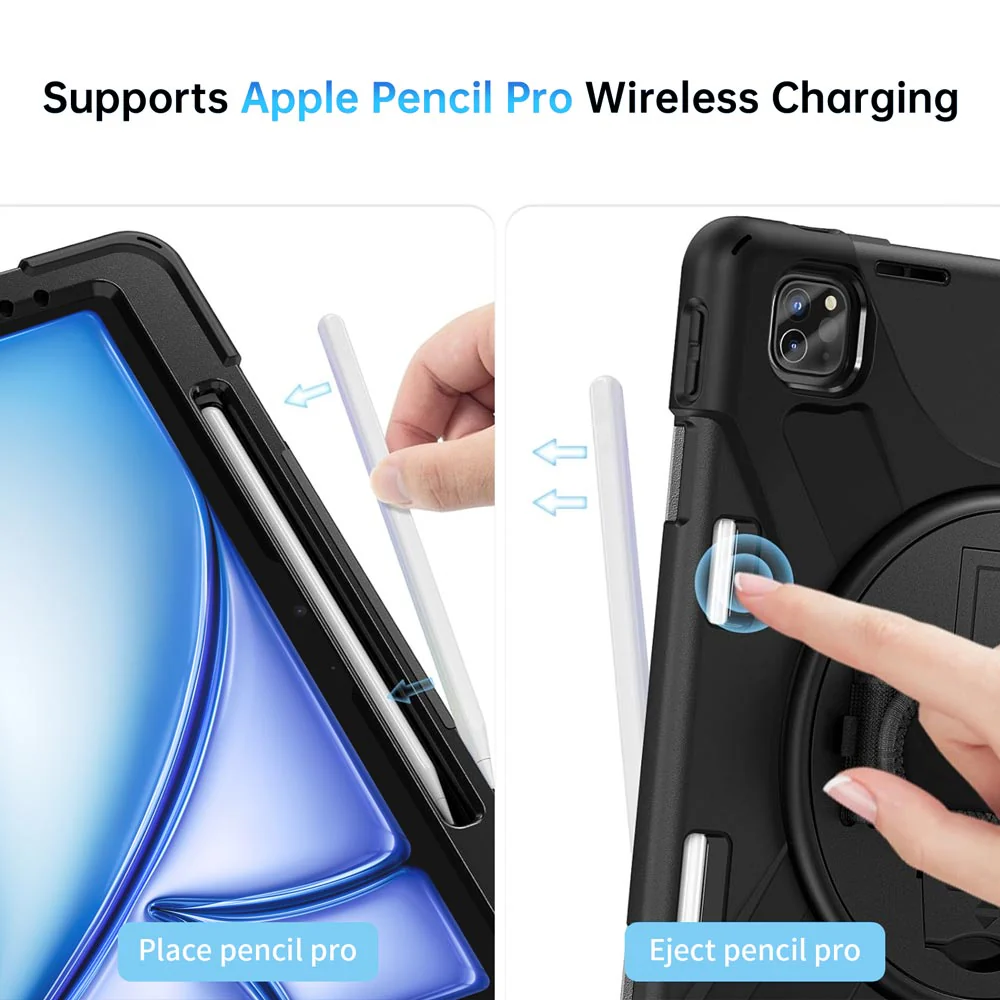 JLN-iPad-A5 | iPad Air 11 (M2) / (M3) / (M4) | Ultra 3 layers shockproof rugged case with hand strap and kick-stand - Image 8
