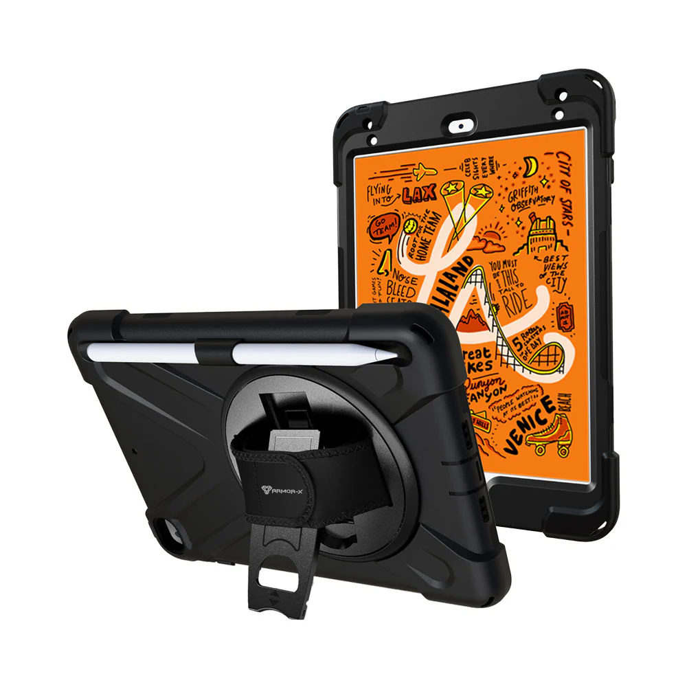 JLN-iPad-M54 | iPad mini 5 / mini 4 | Ultra 3 Layers Shockproof Rugged Case With Hand Strap,  Kick-stand & Wireless Charging Pen Holder - Image 8