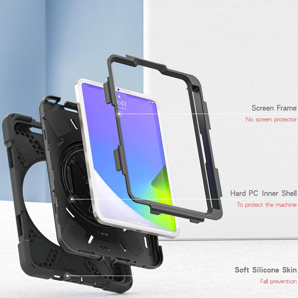 JLN-iPad-M6 | iPad mini 6 | Ultra 3 layers shockproof rugged case with hand strap and kick-stand - Image 8