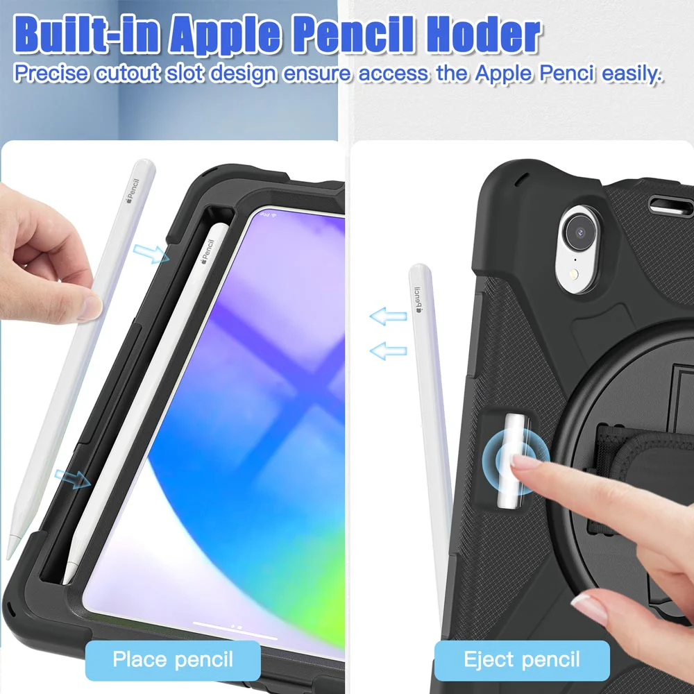 JLN-iPad-M6 | iPad mini 6 | Ultra 3 layers shockproof rugged case with hand strap and kick-stand - Image 9