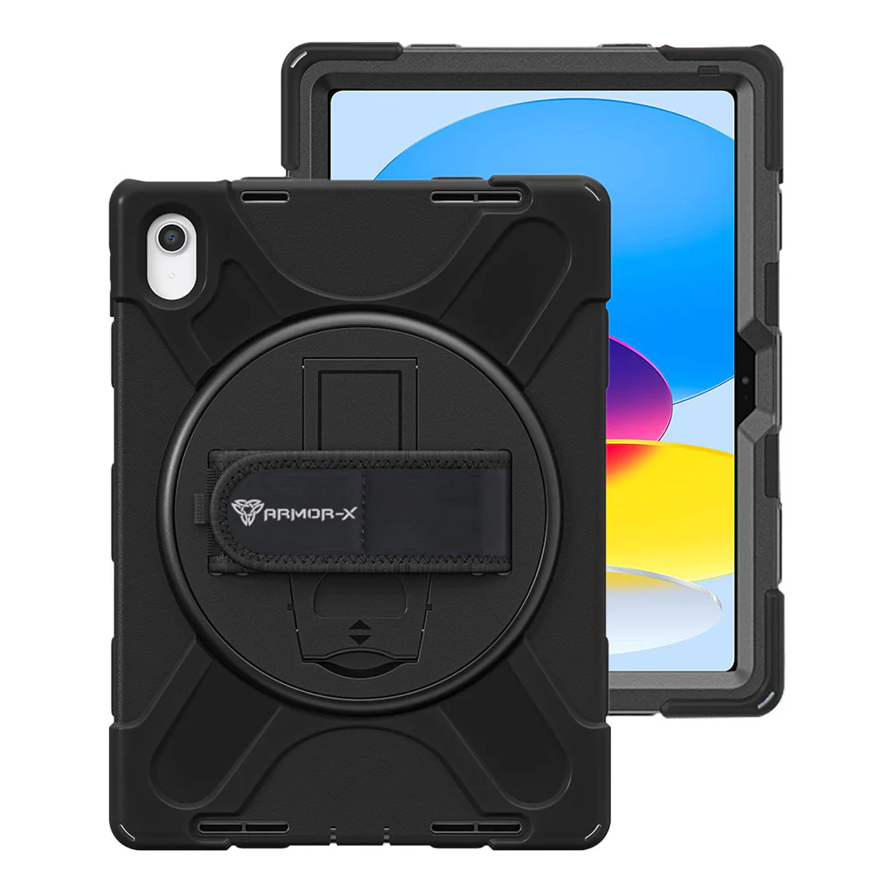 JLN-iPad-N5 | iPad 10.9 (10th Gen.) | Ultra 3 layers shockproof rugged case with hand strap and kick-stand - Image 8