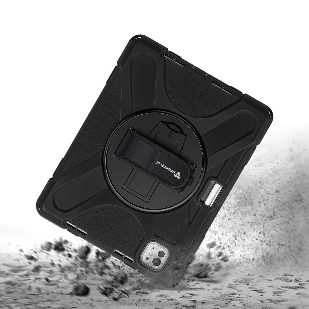 JLN-iPad-PR11 | iPad Pro 11 (M4) / (M5) | Ultra 3 Layers Shockproof Rugged Case With Hand Strap, Kick-stand & Wireless Charging Pen Holder - Image 9