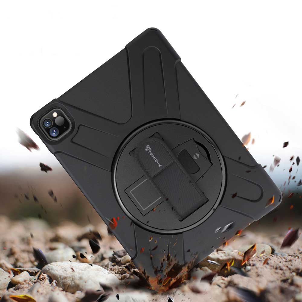 JLN-iPad-PR6 | iPad Pro 11 ( 1st / 2nd / 3rd / 4th Gen. ) 2018 / 2020 / 2021 / 2022 | Ultra 3 layers shockproof rugged case with hand strap and kick-stand - Image 8